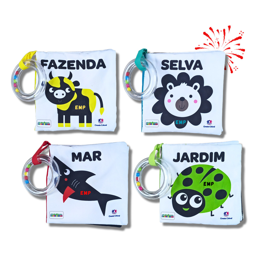 Livro Infantil de Pano com Chocalho