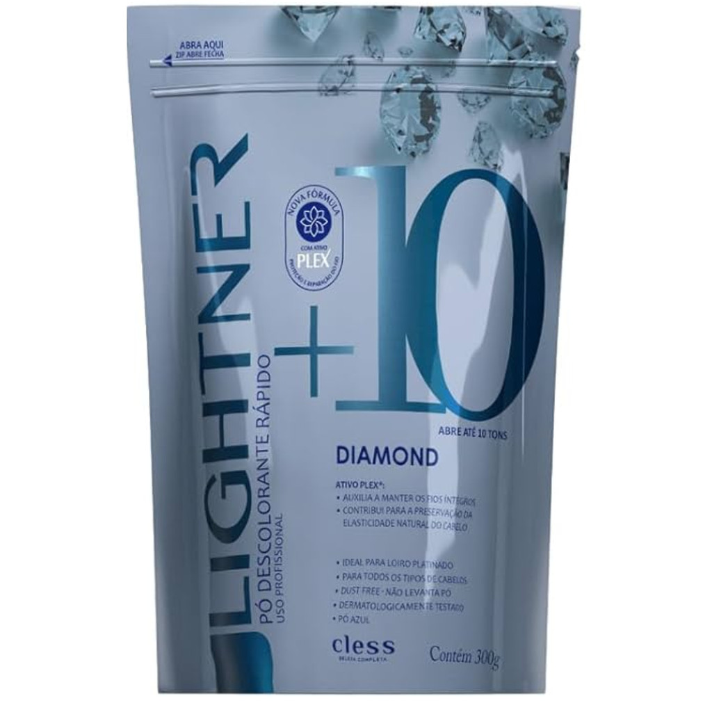 Pó Descolorante Rápido Diamond Cless 50g Abre até 10 Tons Ideal para Loiro Platinado Todos Cabelos em Oferta na Shopee