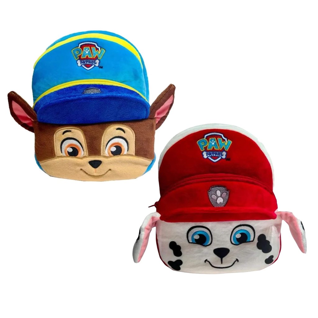 Kit 2 Mochilas de Pelúcia Patrulha Canina Chase e Marshall Infantil Unissex Candide Cirança Presente