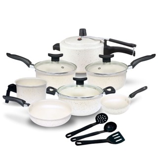 Jogo de Panelas Antiaderente Teflon Berlim Elegance Panela de Pressão 2.5L Kit com 6 panelas e 3 talheres de Brinde em Oferta na Shopee