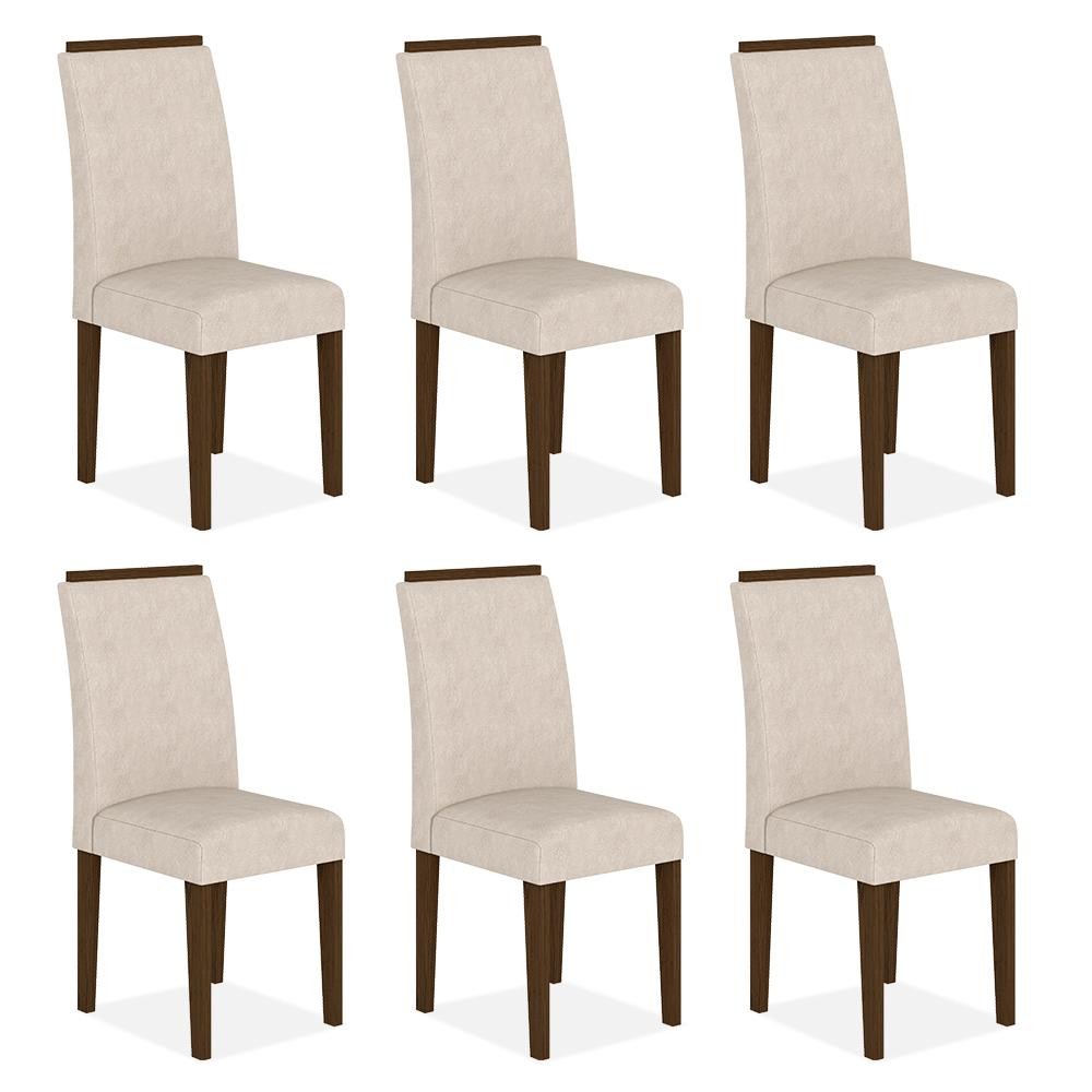 Kit 6 Cadeiras Estofadas Londres Imbuia/bege - Moveis Arapongas em Oferta na Shopee