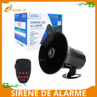 Sirene De Alarme Multifuncional Megafone 7 Tons Comunicador120db 12v, Microfone Integrado, Empresa Casa Carro em Oferta na Shopee