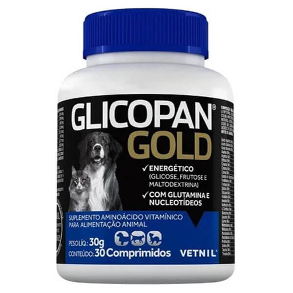 Glicopan Gold 30 Comprimidos Vetnil - Suplemento para Cães e Gatos