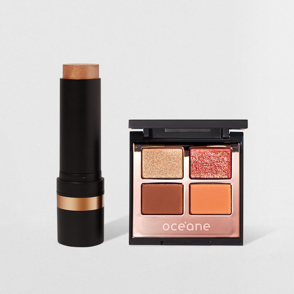 Kit Paleta de Sombras Power Glow + Iluminador em Bastão Bronze Océane Edition (2 Produtos) - Beauty