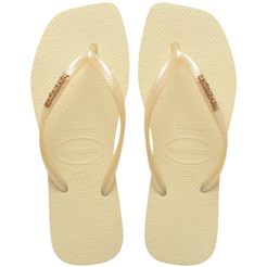 Havaianas Slim Square Logo Metallic Chinelo Feminino Ponta Quadrada Elegante e Confortável