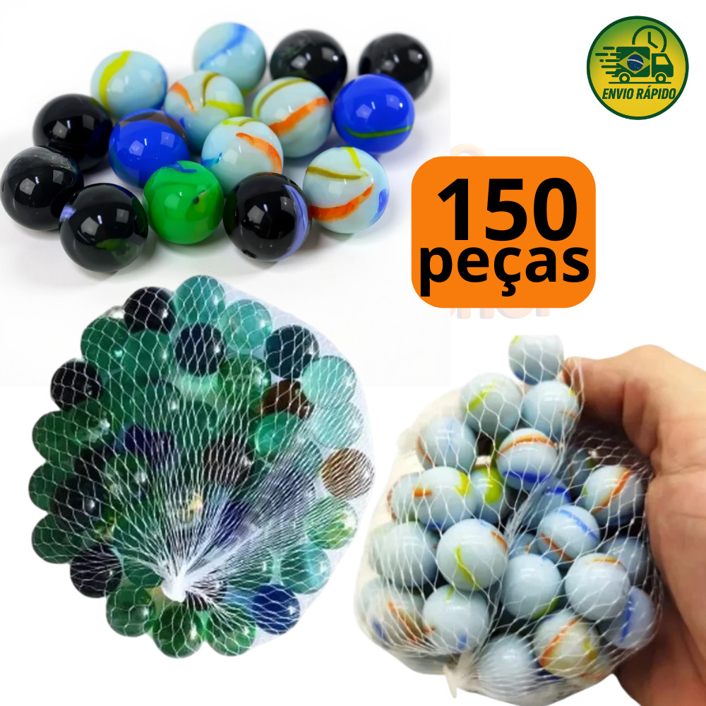 Kit Bolinha de Gude Vidro Bolicão Americana Leitosa 50 ou 150 Peças 99Toys
