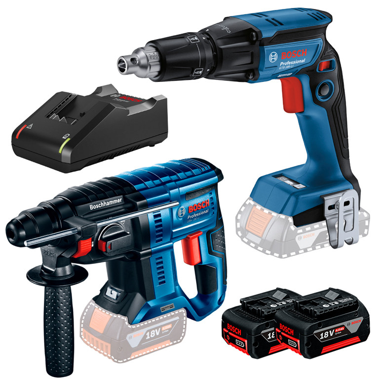 Kit Parafusadeira Drywall GTB 185-LI + Martelete Rotativo Rompedor GBH 180-LI + 2 Bateria 4Ah + Carregador Rápido Bosch em Oferta na Shopee