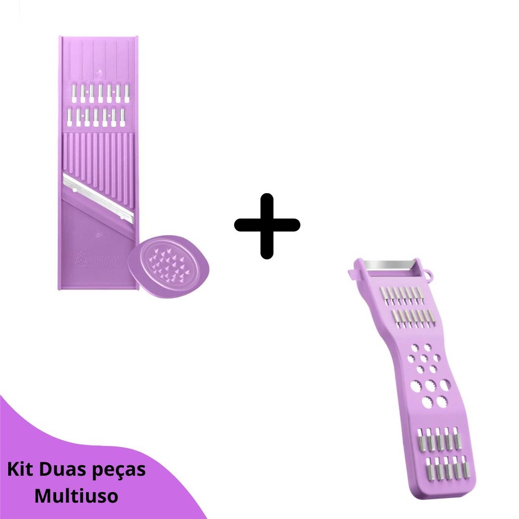 Kit 2 Peças Cortador Ralador Batata Cenoura  e Descascador de Legumes 5 em   Keita Roxo/Lilás- NEW em Oferta na Shopee