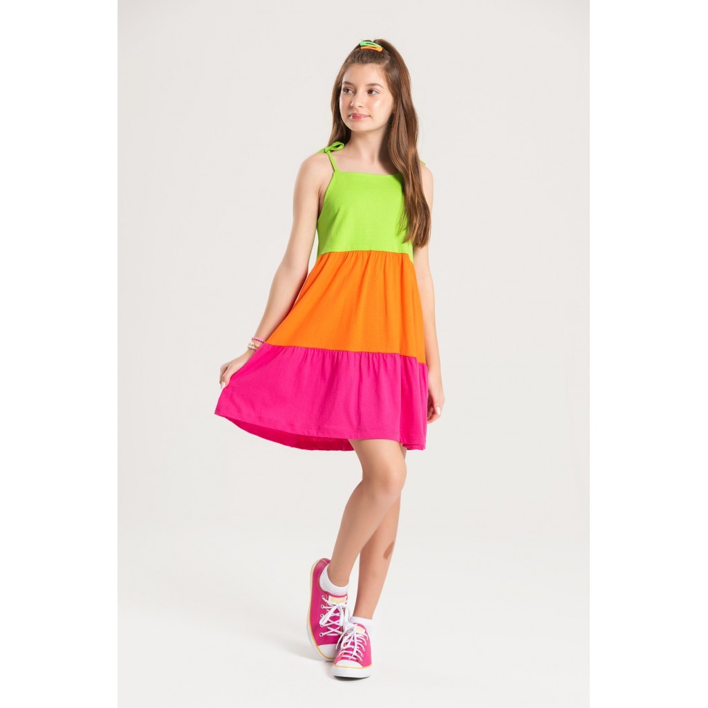 Vestido Feminino Infantil Tons Vibrantes em Oferta na Shopee