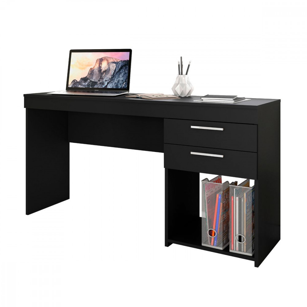 Escrivaninha Office com 2 Gavetas Preto TX Notavel em Oferta na Shopee