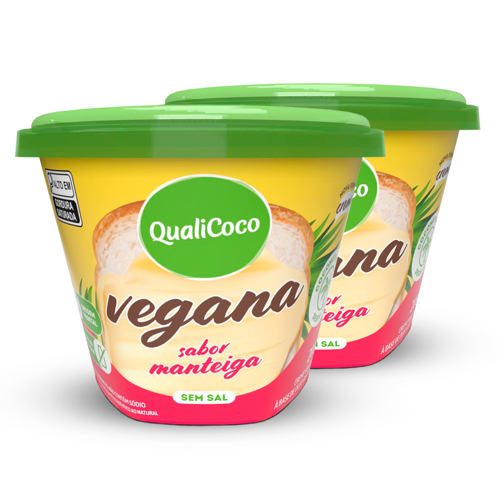 Kit 2 Manteiga de Coco Qualicoco 200g Sabor Manteiga Sem Sal em Oferta na Shopee