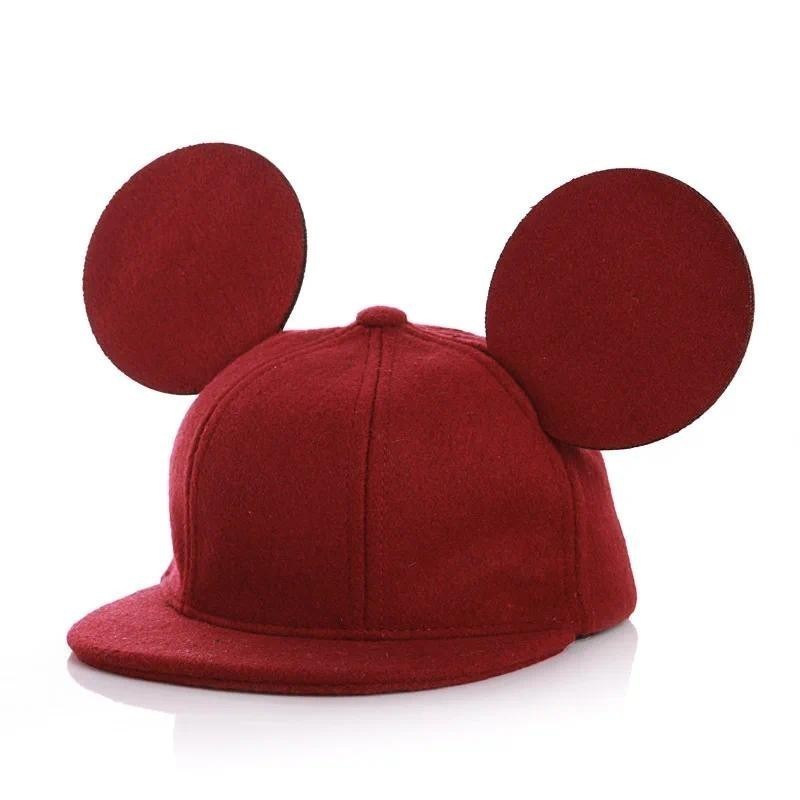 Bonés de beisebol de lã para homens e mulheres, chapéus infantis, chapéus de hip-hop, chapéus com orelhas de rato, chapé