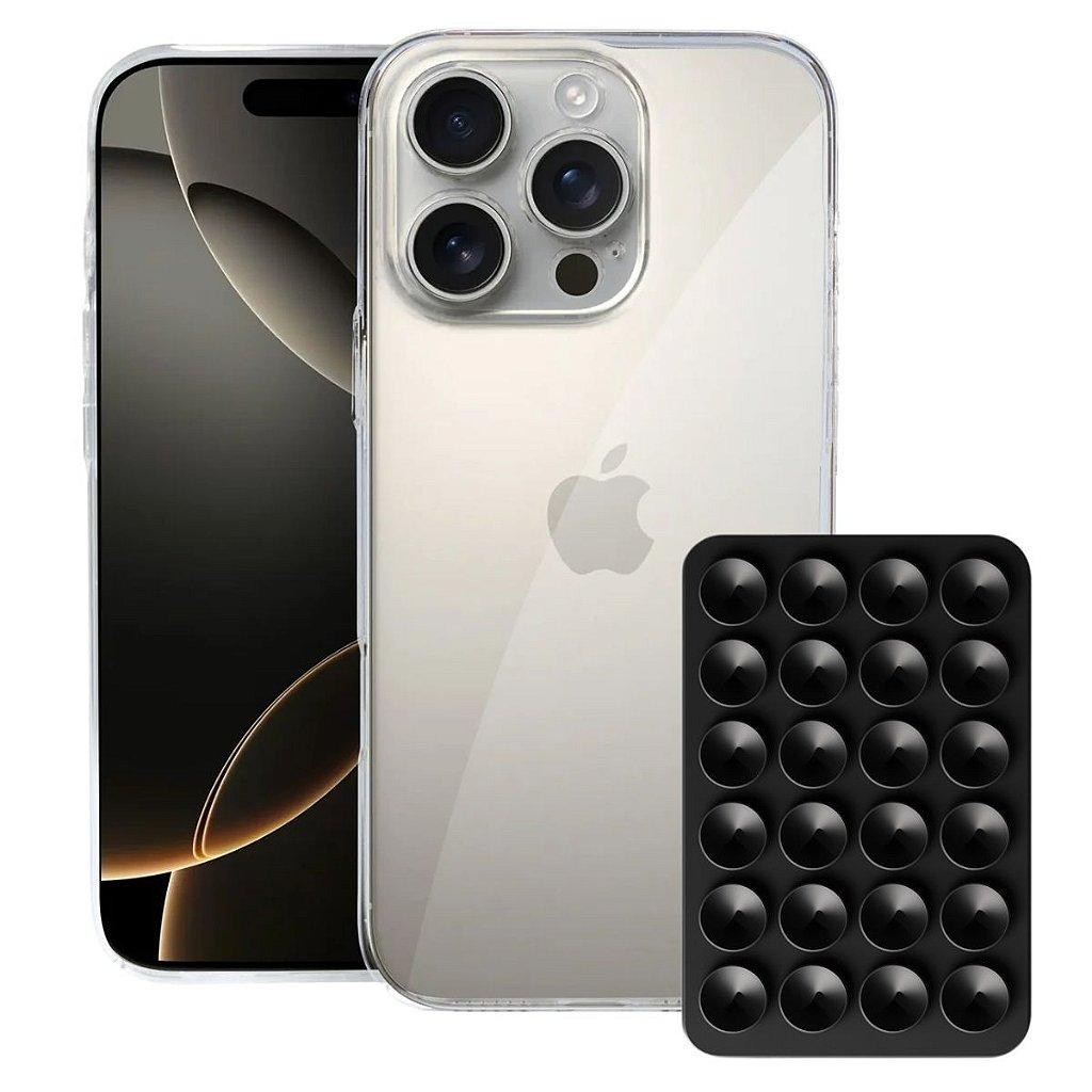 capinha Crystal Slim do Iphone 16 Pro Ventosa Preta Gshield