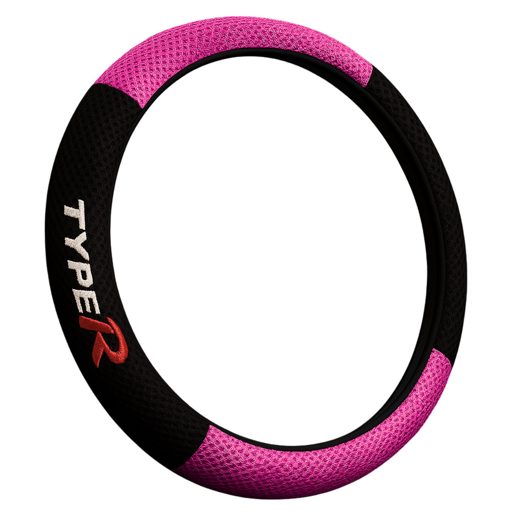 Detalhes do Capa De Volante Esportiva Type R 38cm Rosa e Preta | Proteção, Conforto E Estilo P/ Volante Carros