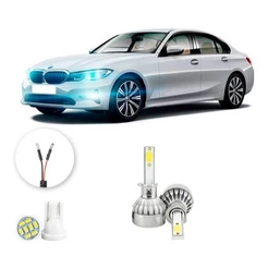 Lâmpadas Ultra Led Bmw 320i 20000lm Alto Baixo e Milha + Pingo Led