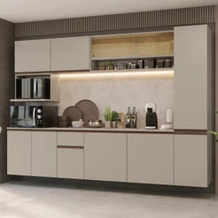 Armário de Cozinha Completa 280 cm Suspensa Crema Nice Madesa 05