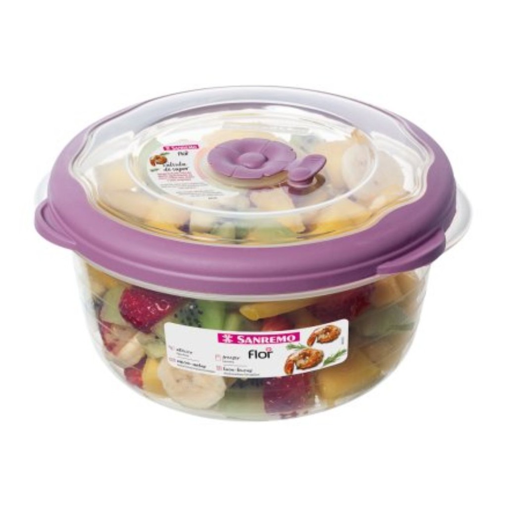 Pote Hermético Sanremo Redondo Flor 1,1L Plástico com Tampa Vedada Freezer Micro-ondas Lava-louças