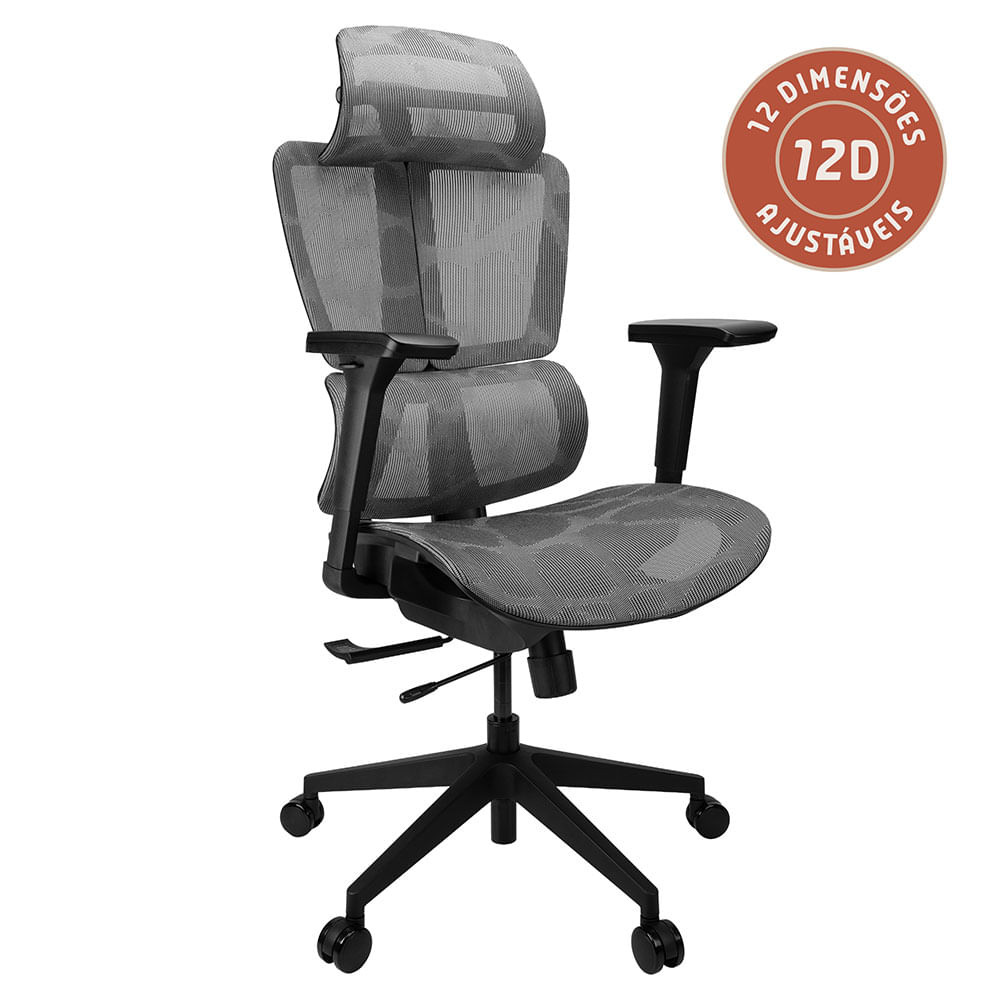 Cadeira De Escritório Ergonômica Artiko Akron Apoio Lombar Regulável Braços 4D