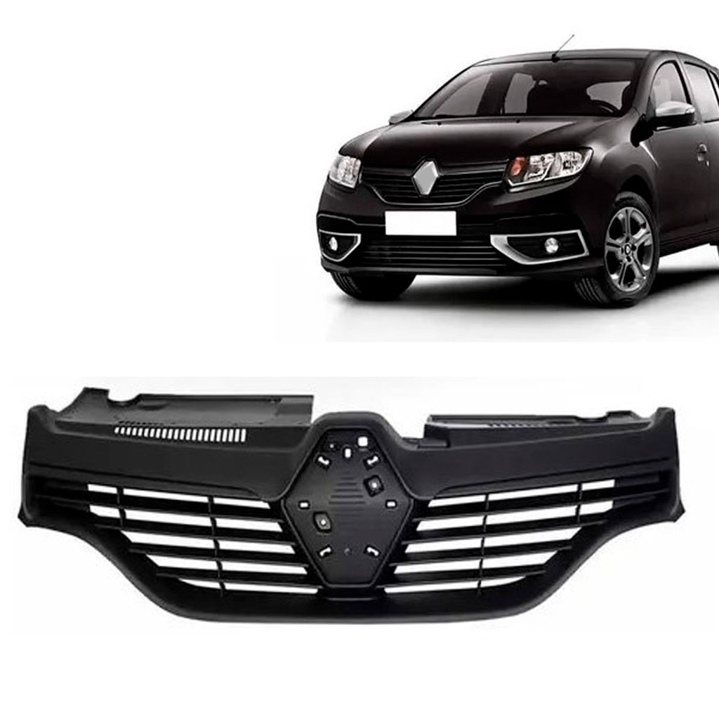 Grade Dianteira Sandero Stepway Logan 2015 2016 2017 2018 2019 Preta