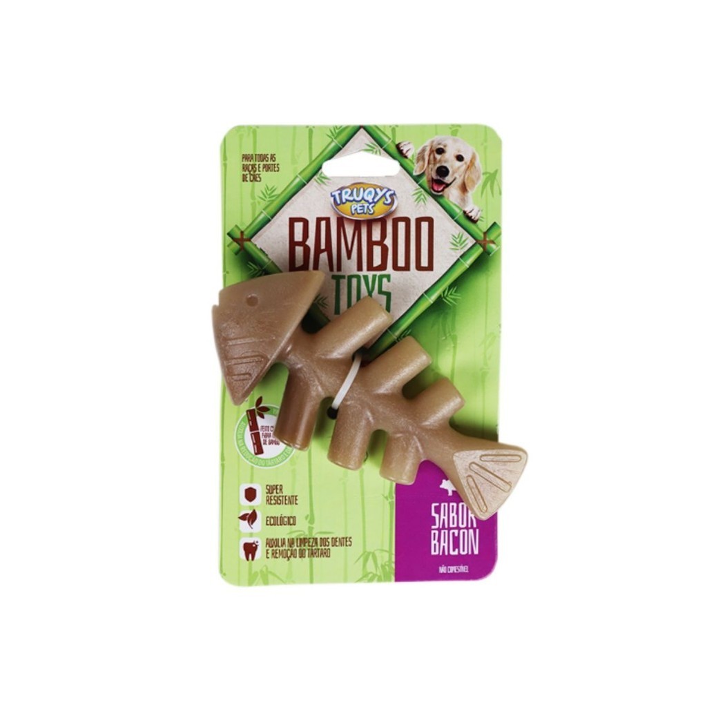 Brinquedo Mordedor Osso Bamboo Peixe Trukys em Oferta na Shopee