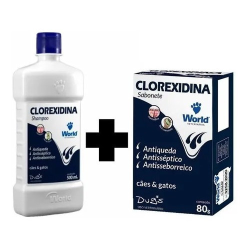 Kit 01 Shampoo Clorexidina Dugs - 500 mL + 01 Sabonete Clorexidina Dugs - 80 g em Oferta na Shopee