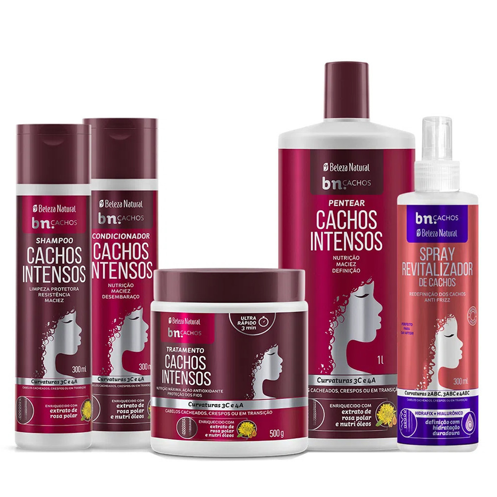Kit Beleza Natural Cachos Intensos + Spray Revitalizador de Cachos - Beauty