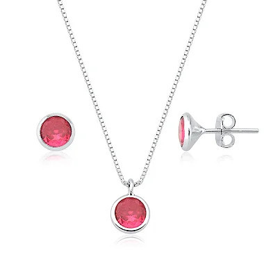 Conjunto Colar e Brincos Redondo em Cravação Inglesa + Caixinha de presente em Oferta na Shopee