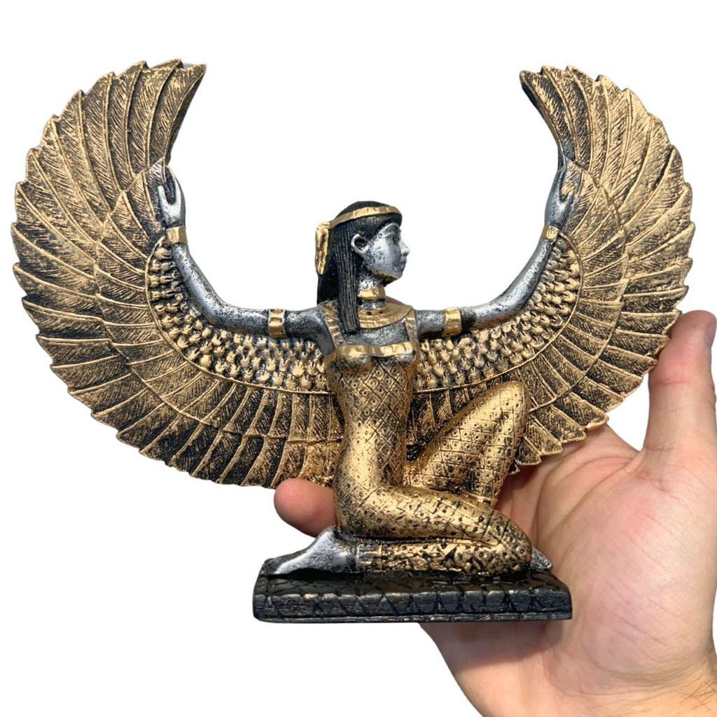 Estatua Deusa Isis Asa Aberta Dourada ou Colorida Egípcio Faraó Arquétipo em Oferta na Shopee