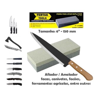 PEDRA DE AMOLAR FACA DUPLA FACE RETANGULAR 6" e 8´´ Polegadas Profissional Fertak Ferramentas em Oferta na Shopee