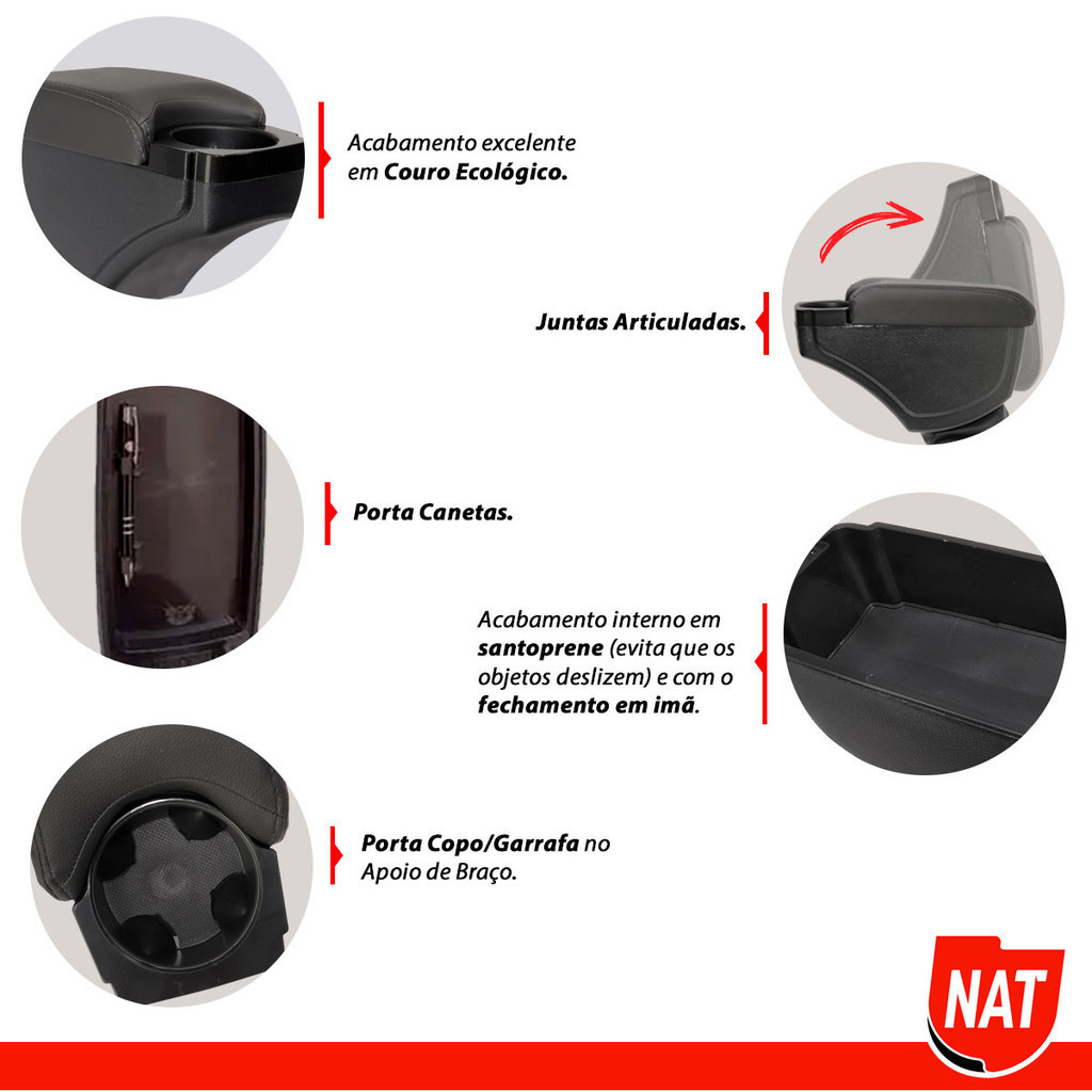 Apoio de Braço Meriva 2003 Até 2012 C/ Porta Copo em Oferta na Shopee