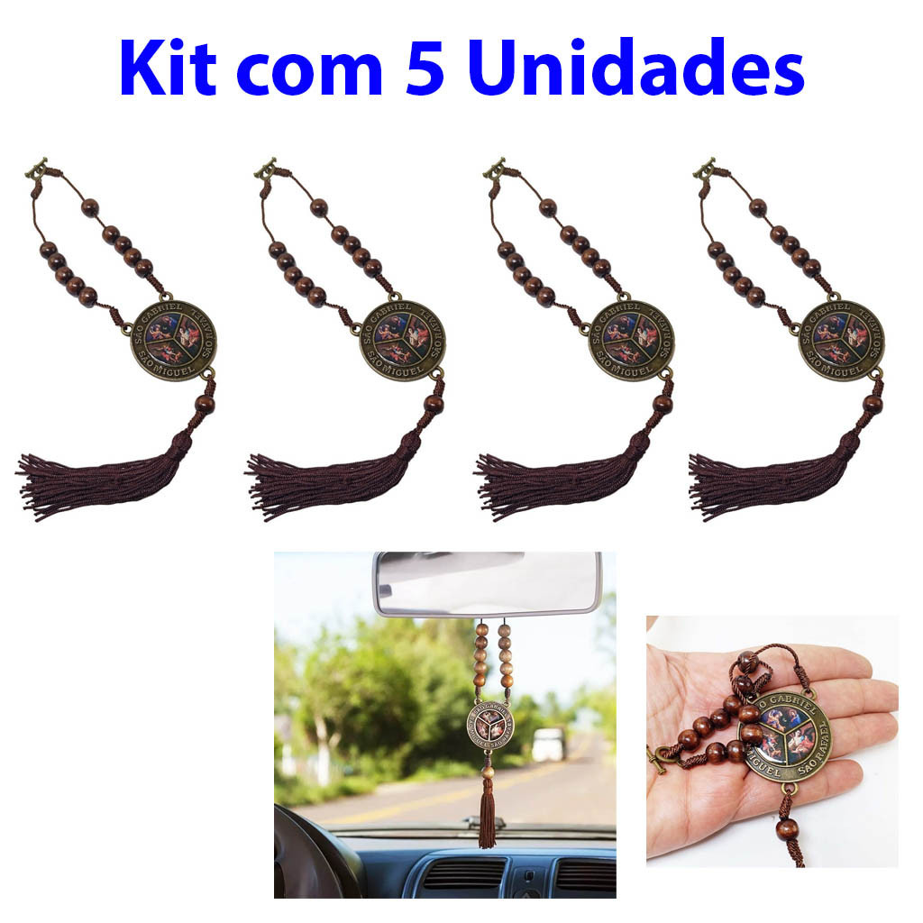 Dezena Carro 3 Arcanjos São Gabriel São Rafael São Miguel Kit 5 Unidades
