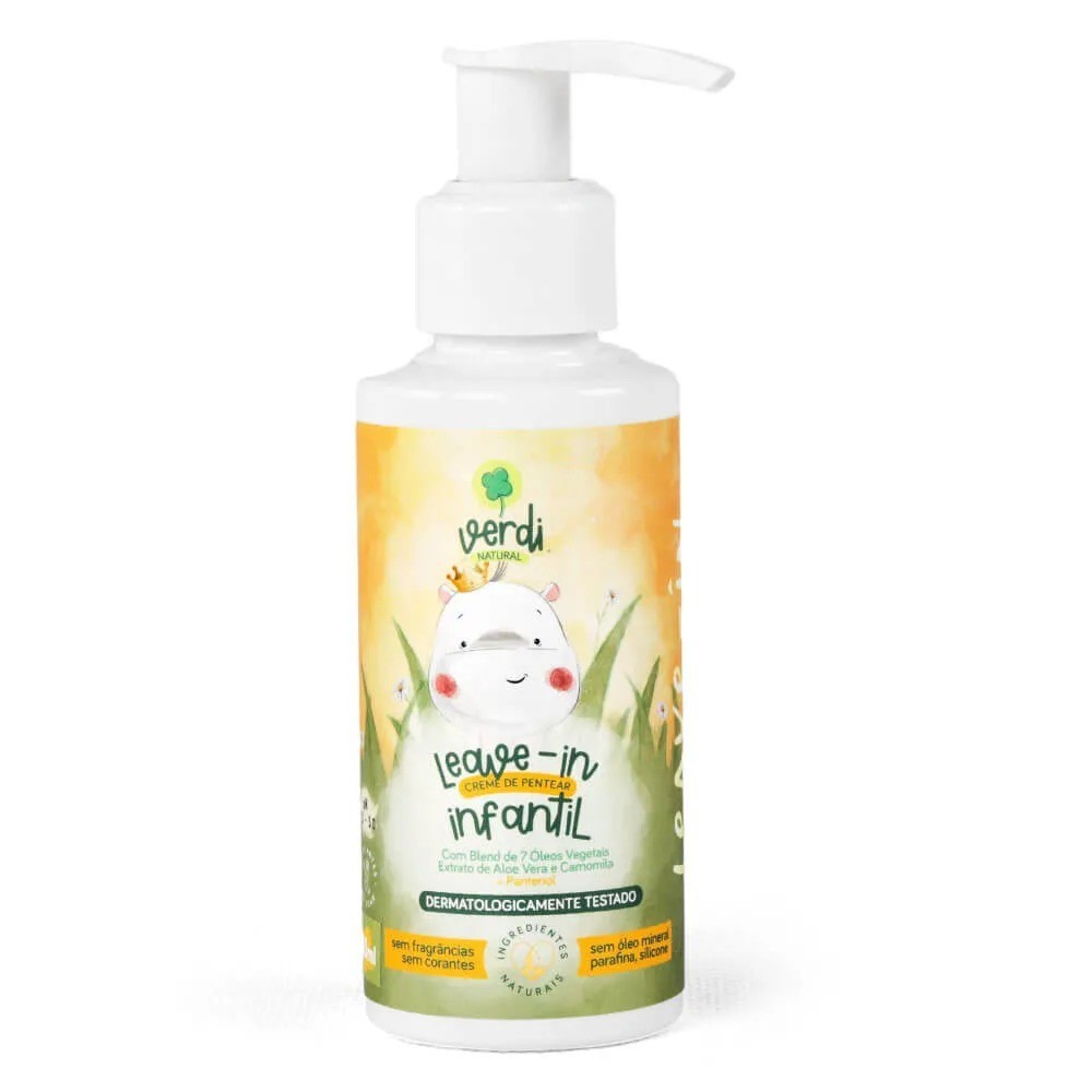 Leave In Creme de Pentear Infantil 100% Natural com blend 7 Óleos essenciais e Camomila verdi natural em Oferta na Shopee