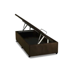 Cama Box Baú Solteiro Universal Suede Brown (88x188x35) - Costa Rica