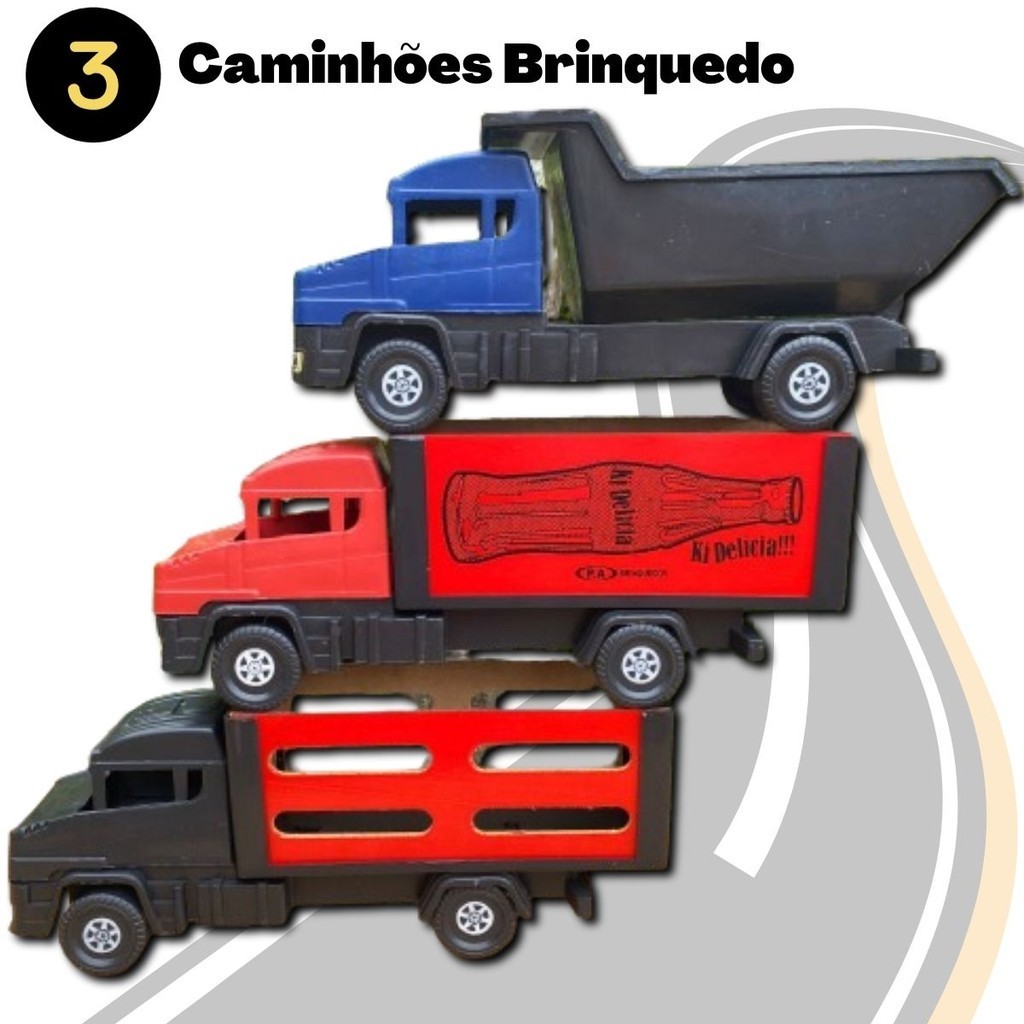 3 caminhões carreta brinquedo menino boiadeiro bau areia presente achadinho shopee sortido plastico