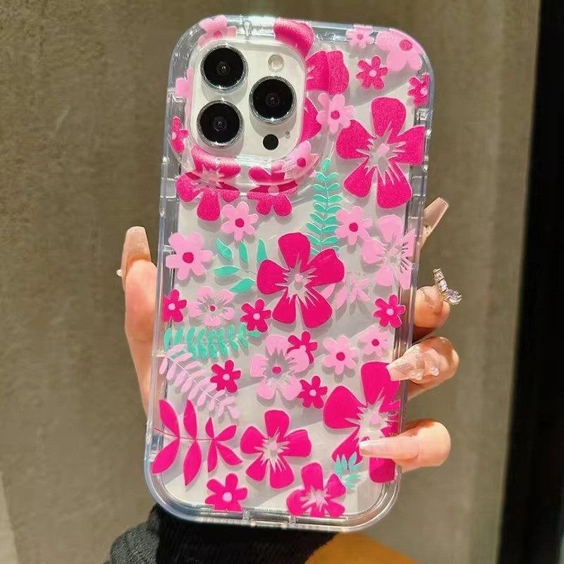 Estojo Floral Rosa De Verão Para Samsung Galaxy A35 A15 A55 A54 A53 A52 A32 A13 A34 A51 4G 5G S23 S22 S21 S24 Ultra Plus FE Capa De Silicone Transparente À Prova De Choque