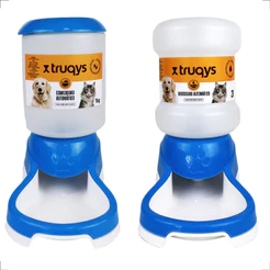 Kit Comedouro + Bebedouro Automático Truqys Pets Azul Galão - 2 Litros