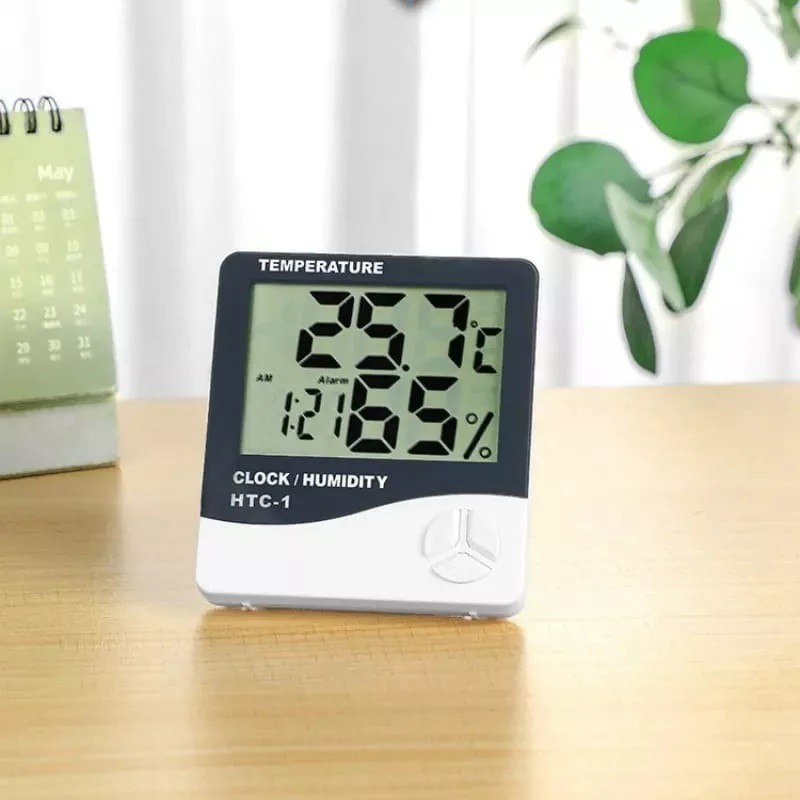 LCD Digital Medidor de Temperatura e Umidade Termo-higrômetro Digital Relógio Umidade E Temperatura Do Ar Interior e Exterior, Estação Meteorológica com Relógio