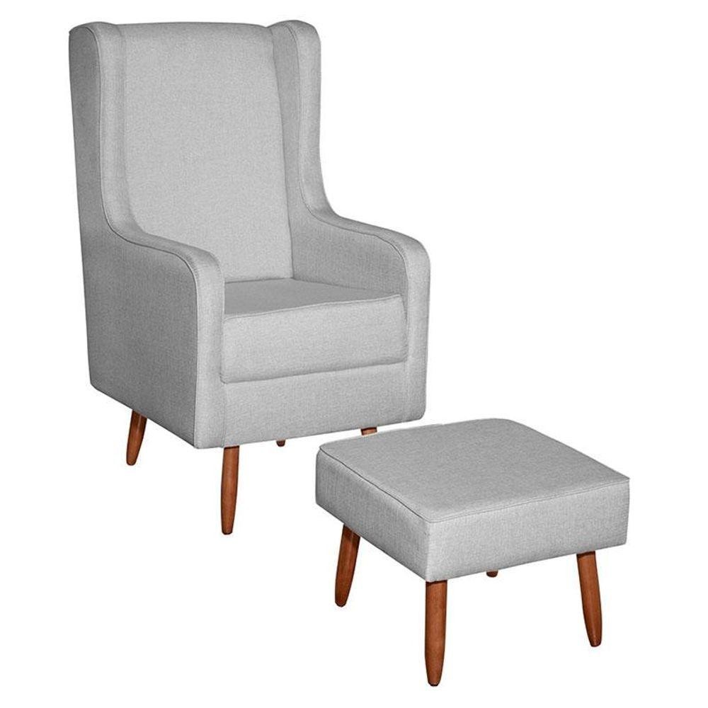 Poltrona Amamentação Aquila Com Puff Linho Cinza Pés Palito - Fratello em Oferta na Shopee