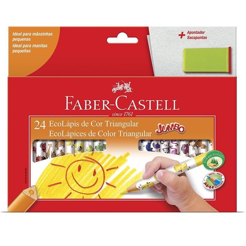 Lápis de cor 24 cores Jumbo triangular 123024AP Faber-Castell