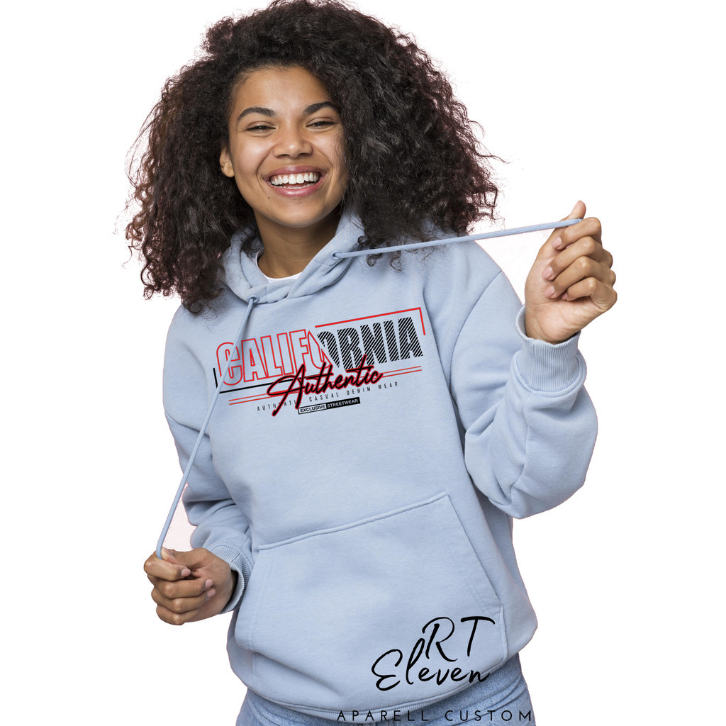 Blusa de Moletom FEMININO Estampado California Authentic Linha Premium Personalizado com Bolso e Capuz Ref: California01
