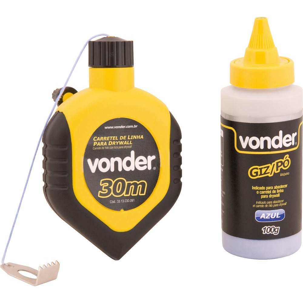 Linha com giz para drywall 30m azul Vonder