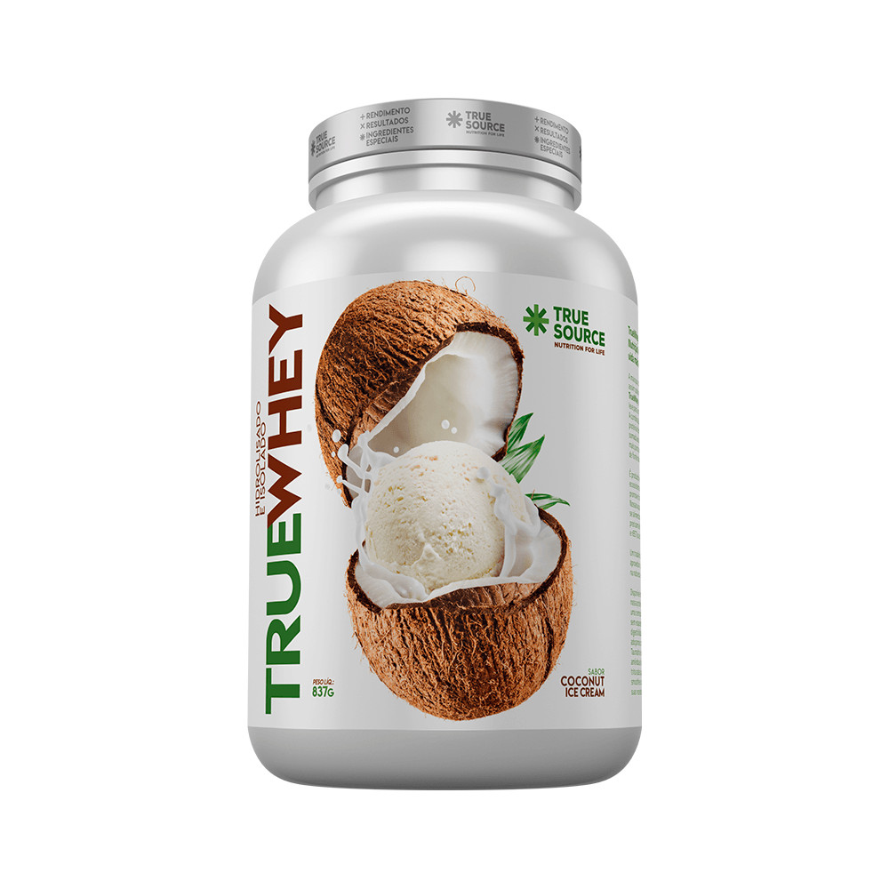True Whey Protein Coconut Ice Cream 837g True Source em Oferta na Shopee