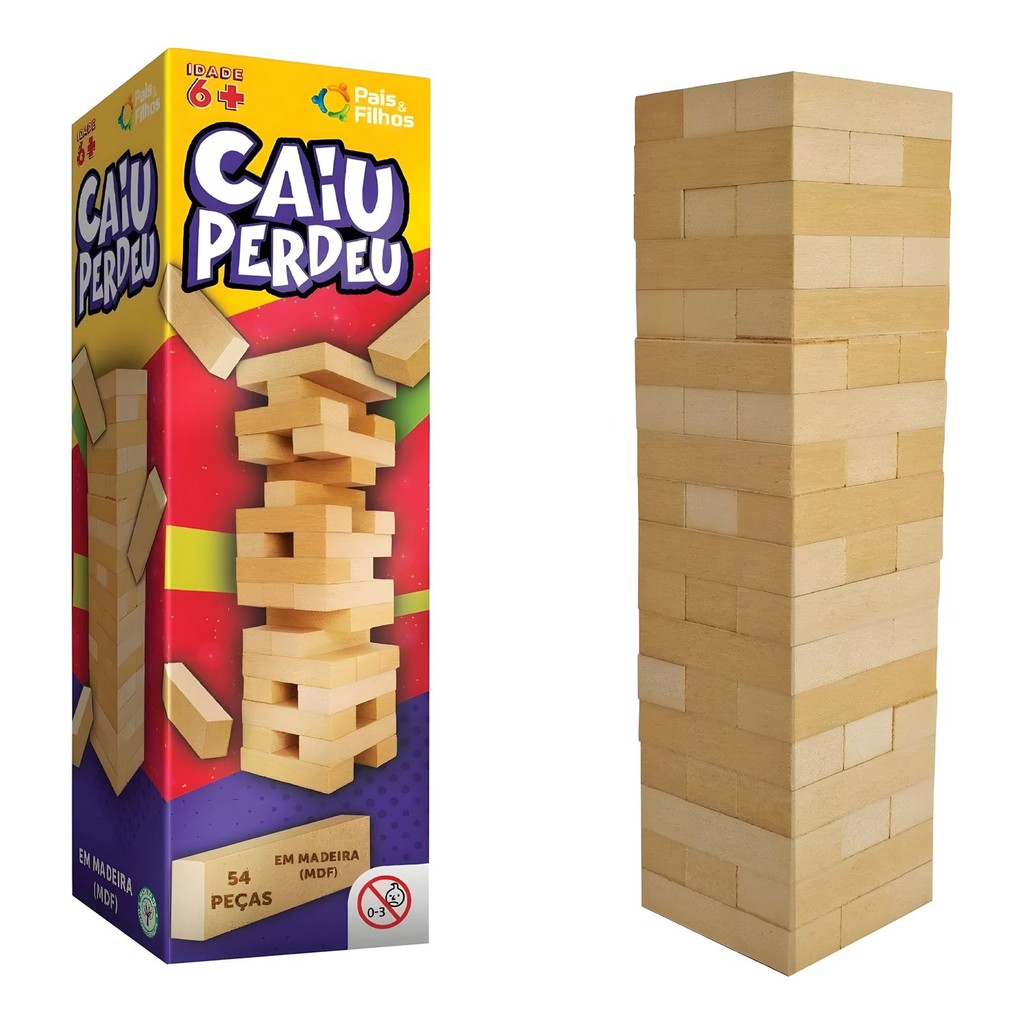 Jogo Caiu Perdeu Torre Madeira Equilíbrio Brinquedo Pais & Filhos em Oferta na Shopee