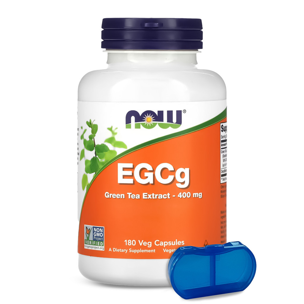 Extrato Chá Verde Egcg Now Foods 180Cáps + Porta Cápsulas