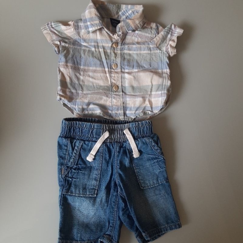 Conjunto Menino Camisa e Bermuda Baby Gap 3 Meses