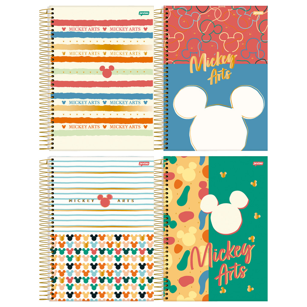 Caderno Universitário Capa Dura 1 Matéria 80 Folhas Mickey Arts Jandaia - Pacote Com 4 Unidades em Oferta na Shopee