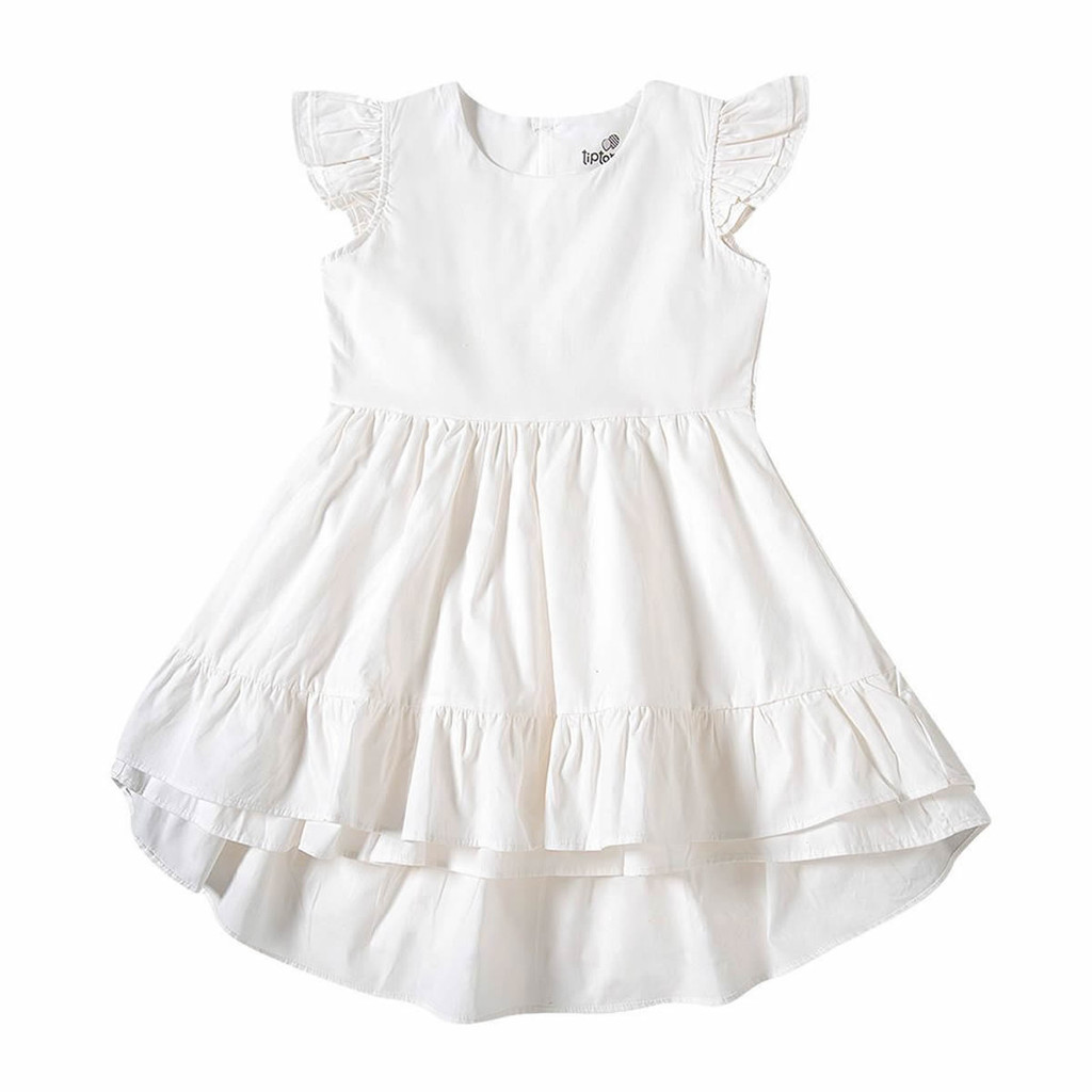 Vestido Infantil Rodado Branco Algodão Manga Curta Tip Top