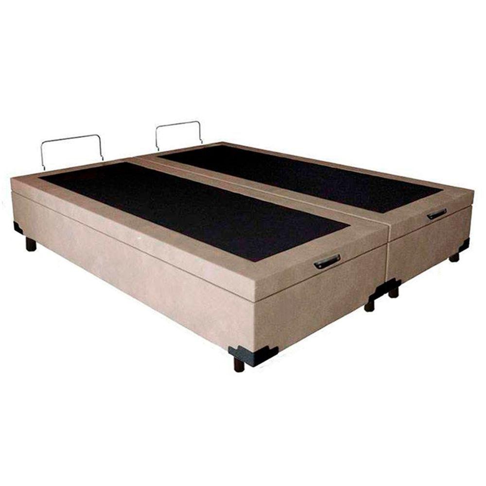 Cama Box Baú Queen Bipartido Suede Sereneprime Bege 158x198x44 - Home & Living