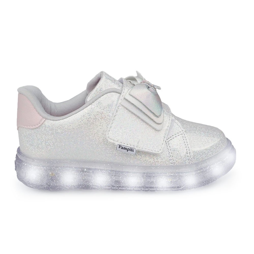 Tênis Meninas Pampili Sneaker Luz Foil com Luz de Led