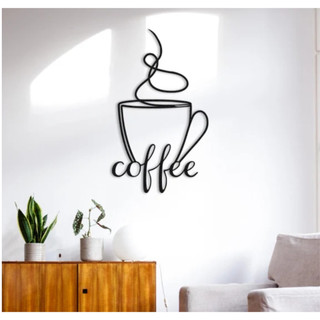 Quadro Decorativo Cozinha Sala Cantinho do Café em MDF 3mm Preto Café Garfo Colher Faca Drinks